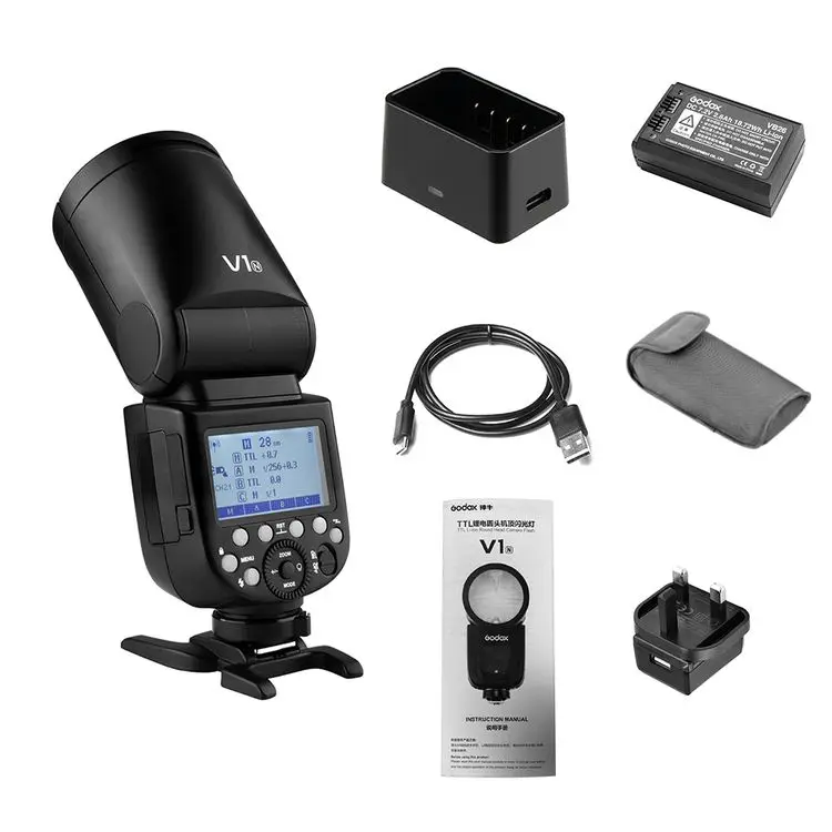  Godox V1N для камеры со вспышкой Speedlite с круглой головкой беспроводной 2 4G линзой Френеля регулируемой яркостью увеличить скорость света студийной свадебной фотосъемки Цифровая