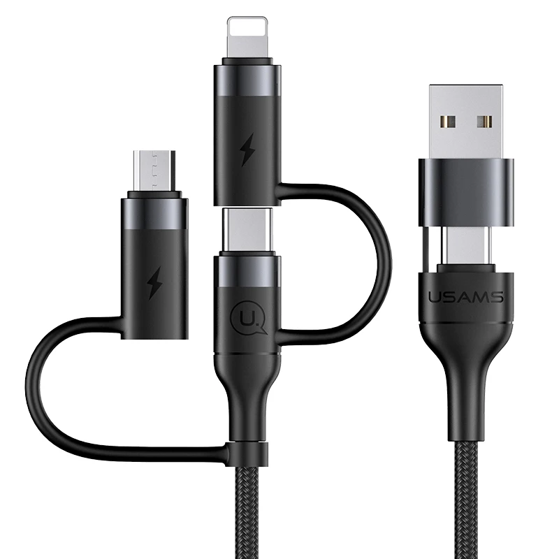 USAMS SJ547 все в одном usb type c к mirco 3 различных зарядных порта PD кабель для быстрой зарядки данных 1 2
