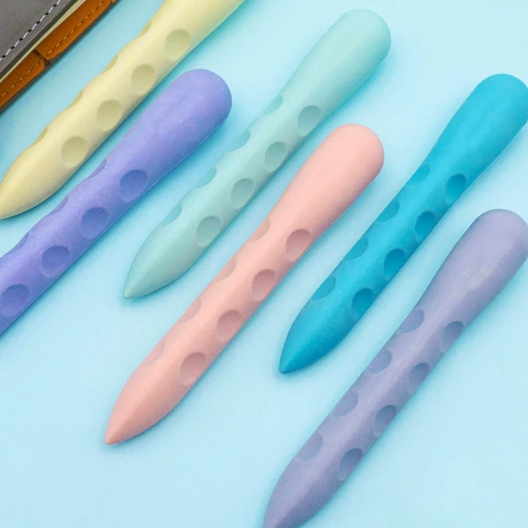 New Design Holey Eraser Macaron Color Crayon Shape TPR Material Rubber Eraser for Kids