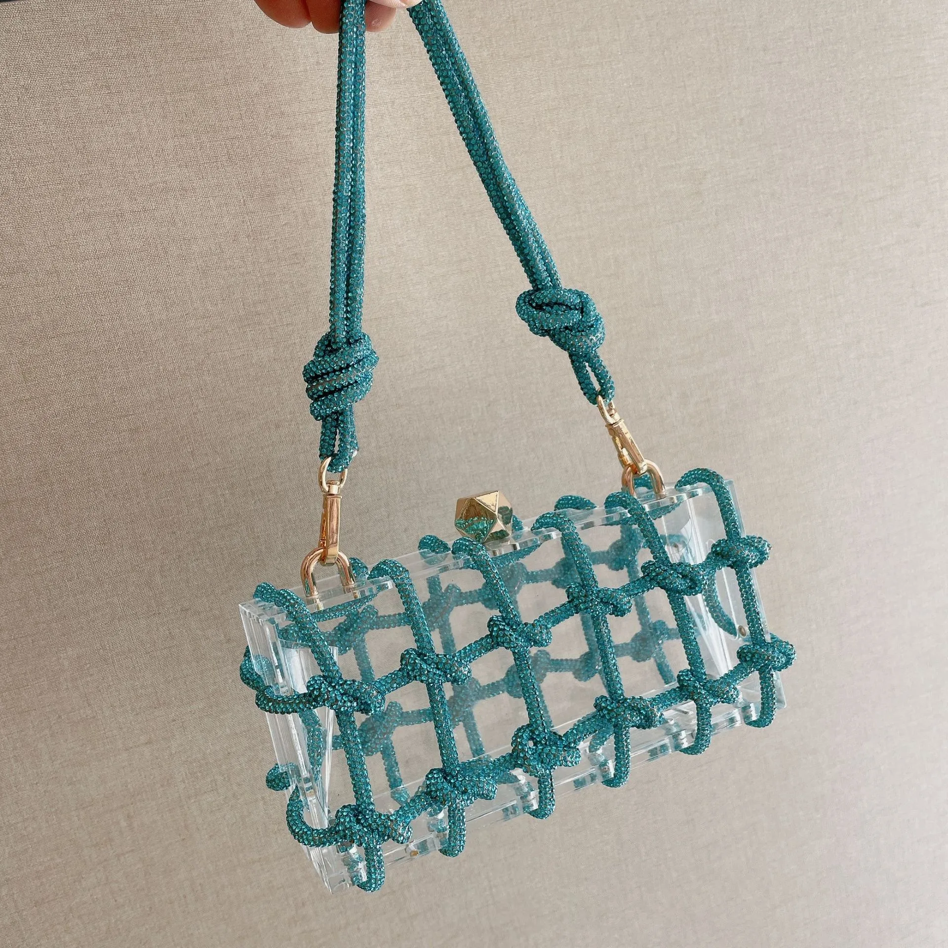 Женская Повседневная сумка через плечо со стразами элегантная прозрачная акриловая сумка-клатч