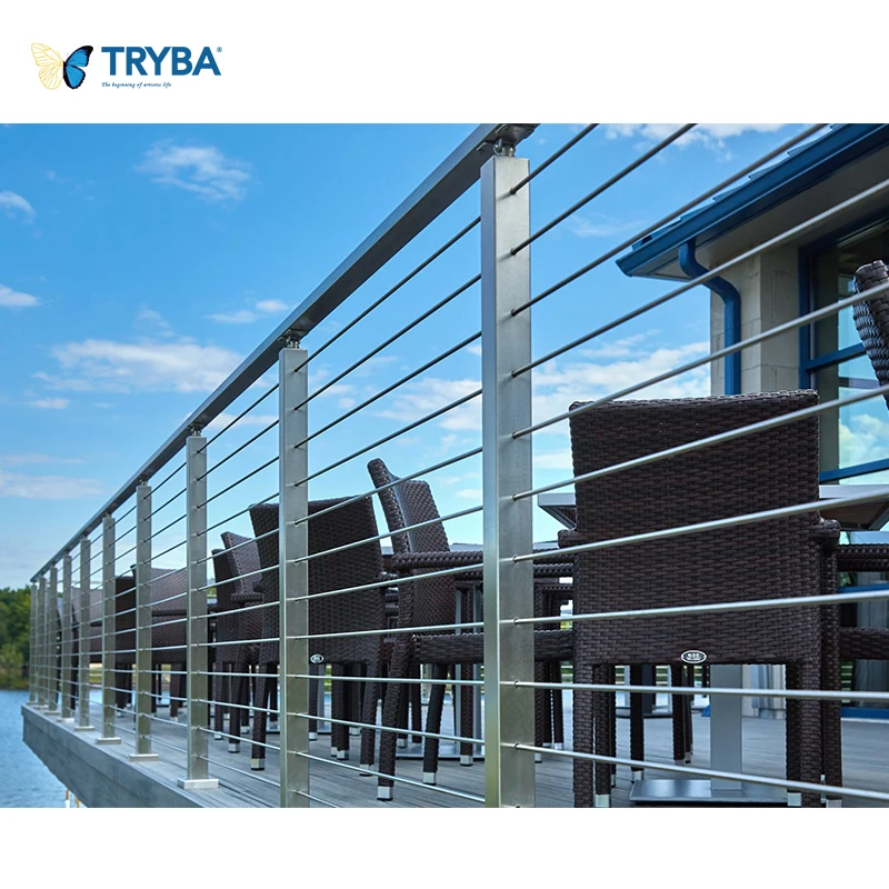 Custom Modern Design Outdoor Design Wire Stair handrail  Stainless Steel Cable Deck Railing