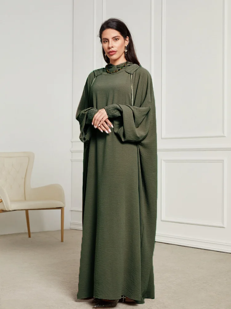 Arab Dubai Turkish Muslim Islamic Abaya Robe Hooded Woman Elegant Modest Dress Women Hijab Clothing Abayas Robe With Taasel