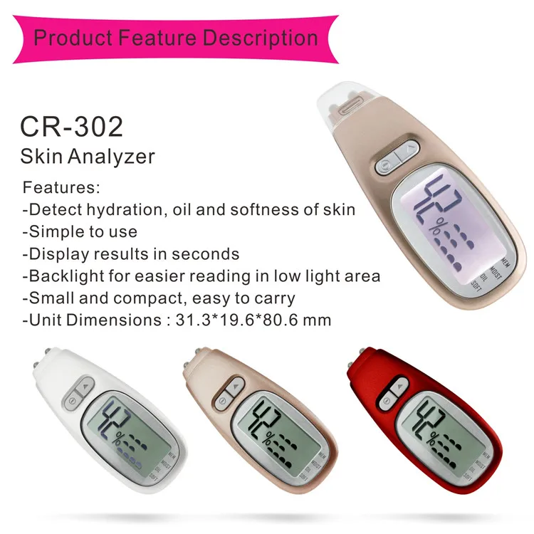 2024 Portable Skin Moisture Tester Digital Display For Facial Skin Moisture Oil Analyzer Age Humidity Skin Diagnosis Analyzer