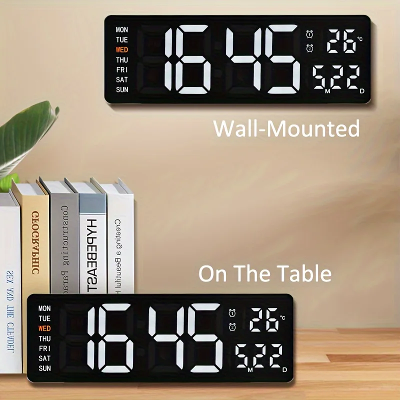 Factory Price Large LED Digital Wall Clock Remote Control Temp Date Week Memory Table Wall-mounted Dual Electronic Alarms Clocks