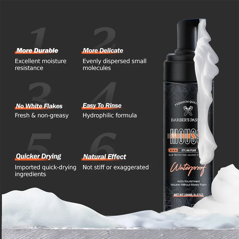 BARBERPASSION men curls leave-in hair curl strong hold mousse styling foam private label