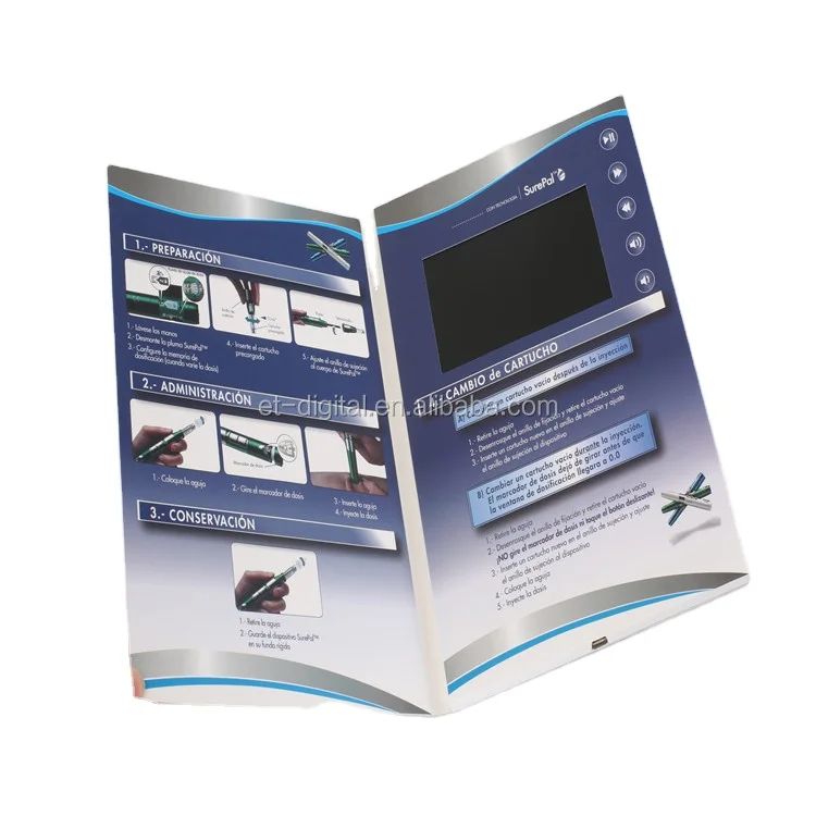 Promotional LCD screen lcd video book with leather cover et-digital 10.1 inch video brochure