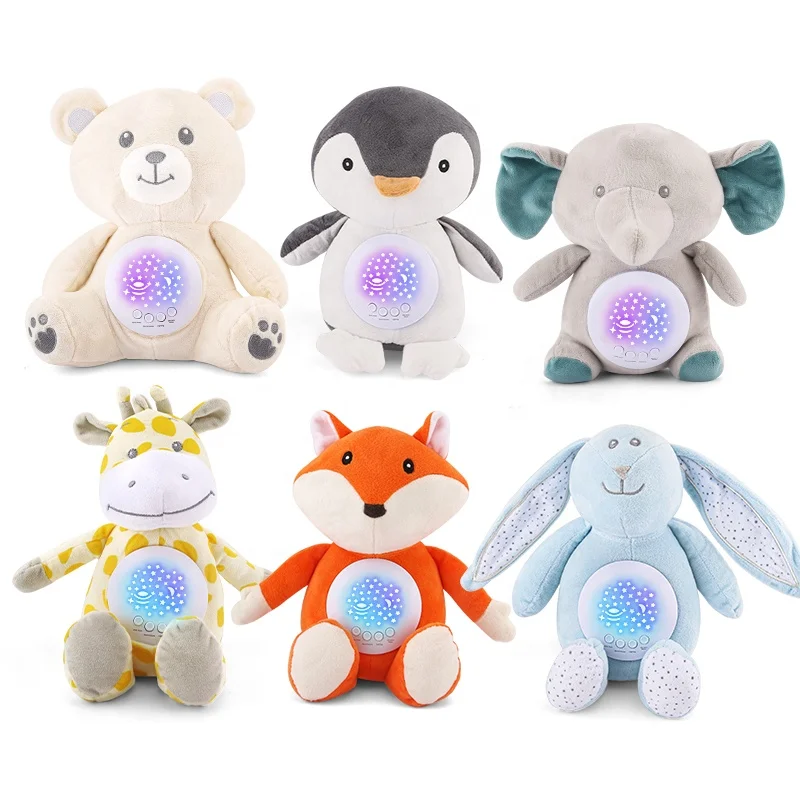 Zhorya Soft Stuffed Toys Baby Plush Doll Musical Projection Infants Sleeping Comfort Animals Soothing Plush For Newborn