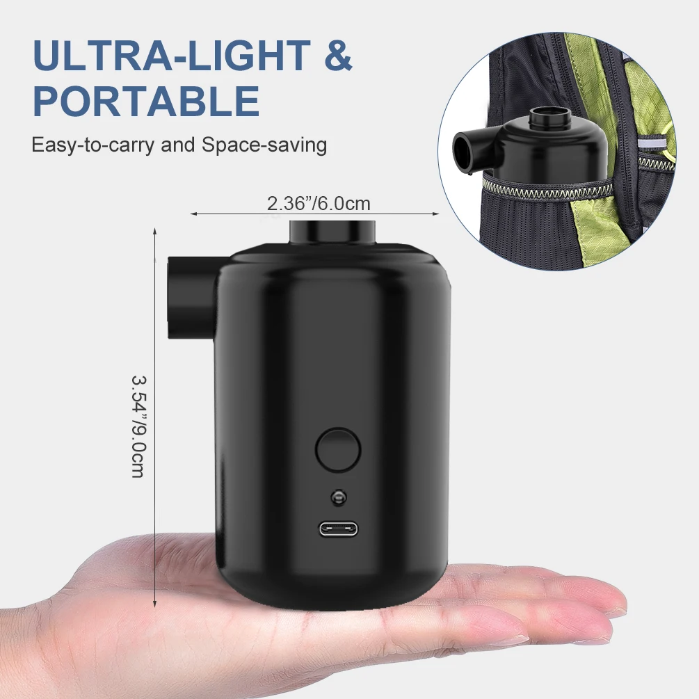 Patent model New design USB air electric storage bag pump for boat outdoor camping mattress