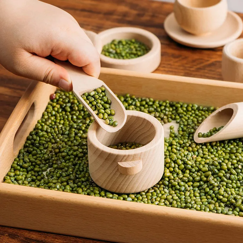 Montessori Wooden Sensory Tray Educational DIY Kitchen Toys for Kindergarten Unisex Wooden Teaching Aids and Tools for Kids