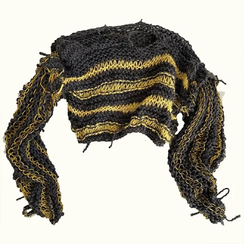 DIZNEW Sweater Custom Printed High Quality Crochet Patchwork Torn Sexy Sweater for Women