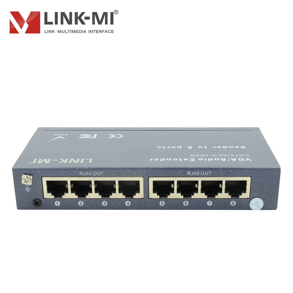 8 Ports RJ45 Lan Audio/Video TV Transmitter VGA Splitter Extender up to 300M