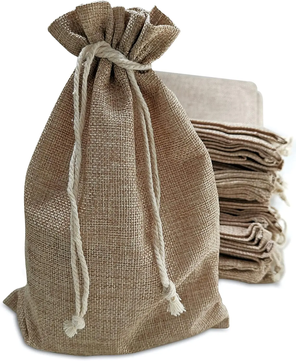Burlap Bags with Drawstring 3x4 Inch Cream color Drawstring Gift Bag  for Wedding Party Favors, DIY Craft