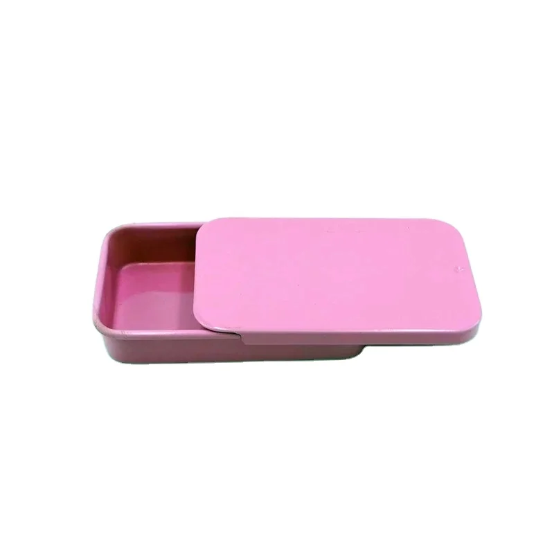 Wholesale aluminum sliding lid lip balm tins box solid perfume cosmetic tin container metal mint candy packaging tin can