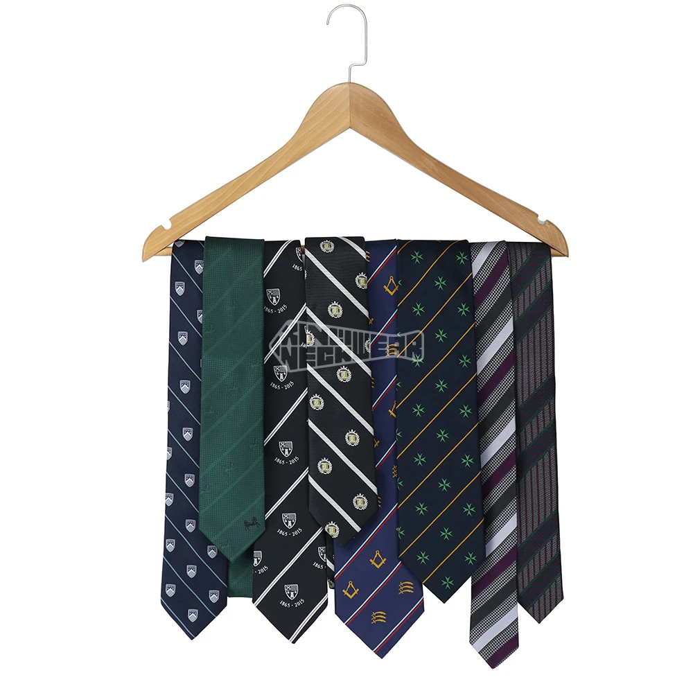 Тканые галстуки в полоску из полиэстера с эксклюзивным логотипом мужские на заказ 2024