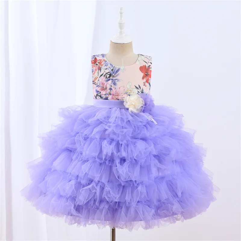 Wholesale Summer Flower Girl Cupcake Dresses Kids Wedding Princess Dress
