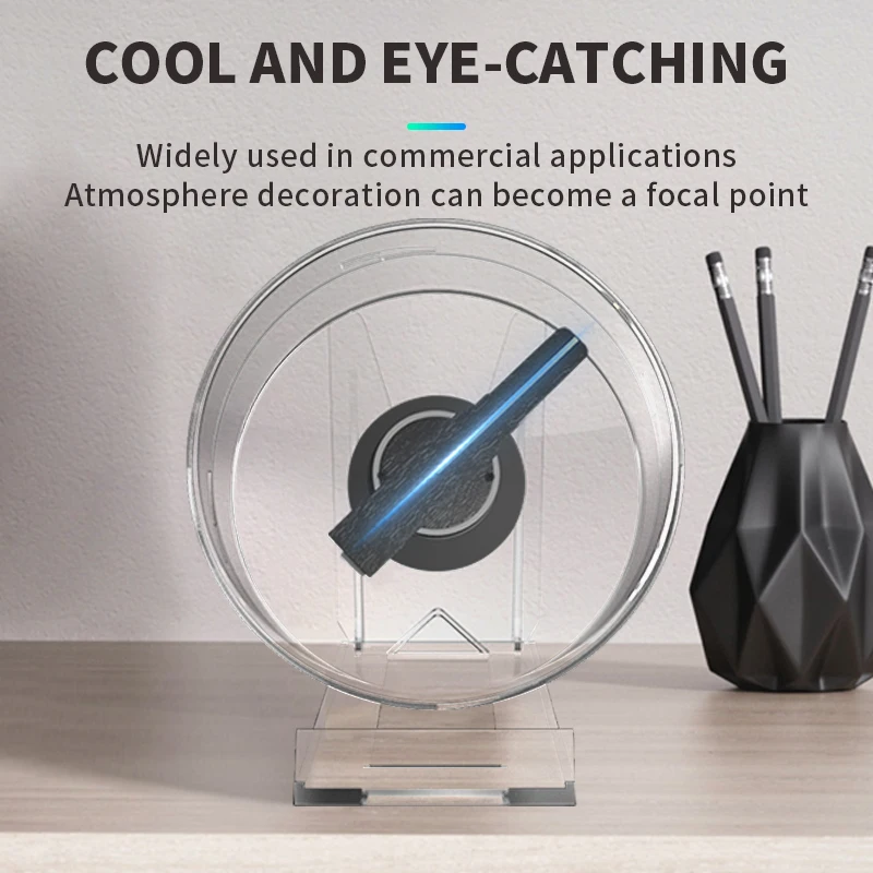 New portable 3d holographic fan 11cm Mobile App control hologram projector  Round led 3d hologram fan display with cover