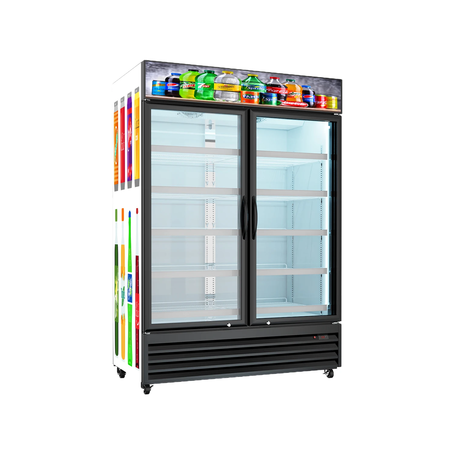 APEX VD-1000 Commercial Hinged Double Glass Door Merchandiser Refrigerator 35.3 cu.ft