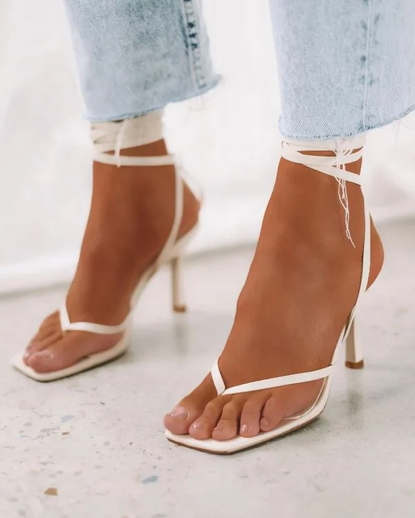 2021 Factory direct sale hot sale new arrivals shoes sexy crossover strap square head women leisure high-heeled sandal