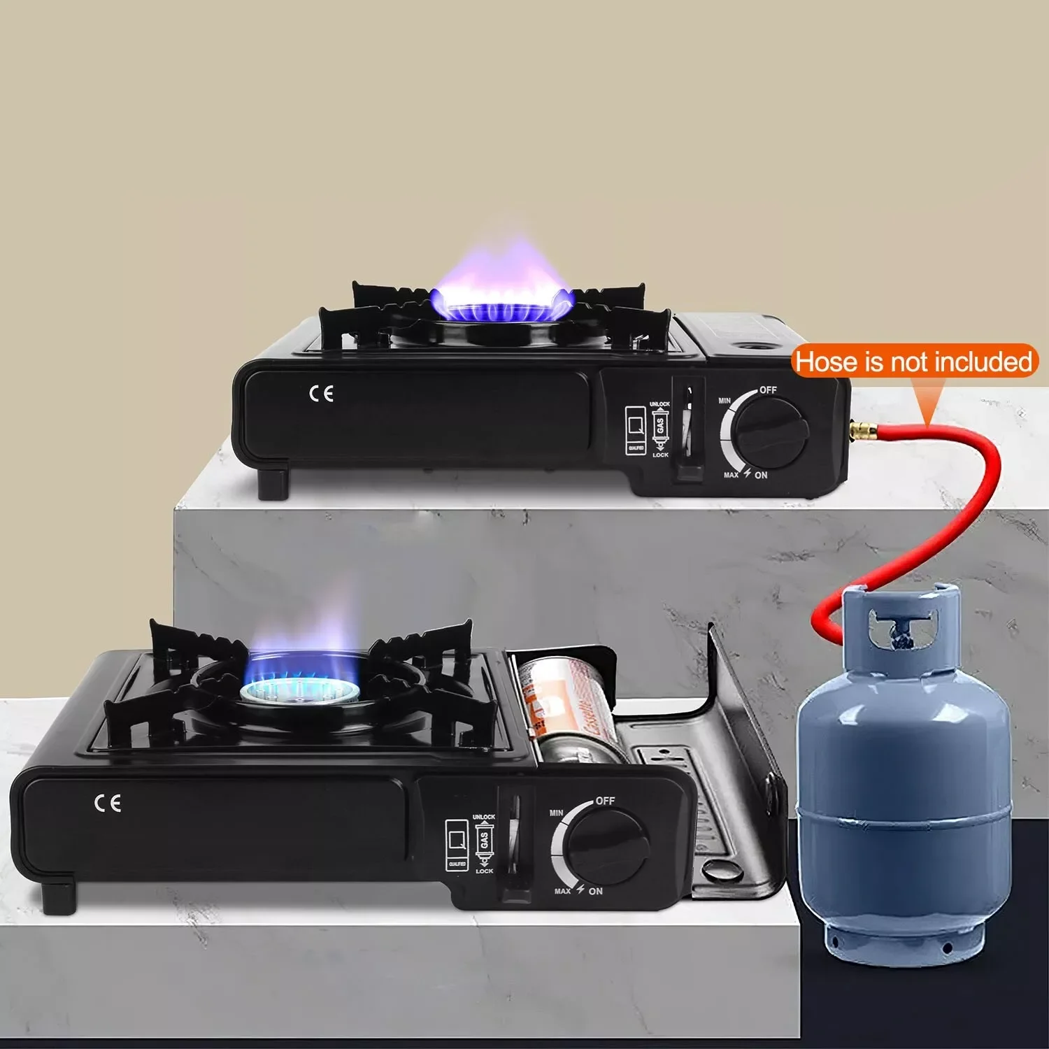 Dual Use Hiking Camping Kitchen Portable Gas Stove Hot Pot Household Cassette Butane Gas Furnace Gas Stove