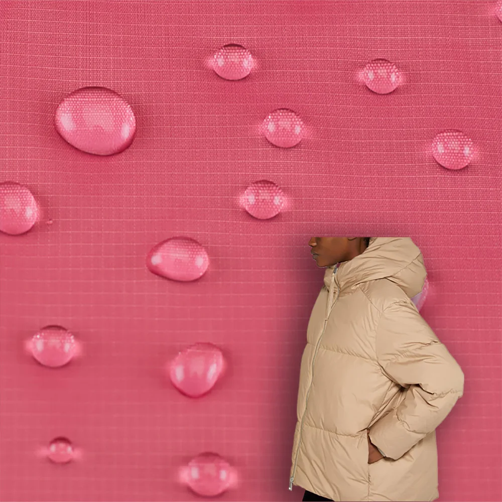 In stock 40D nylon one-grid 1mm small grid waterproof cold-resistant autumn and winter clothing down jacket fabrics clothing