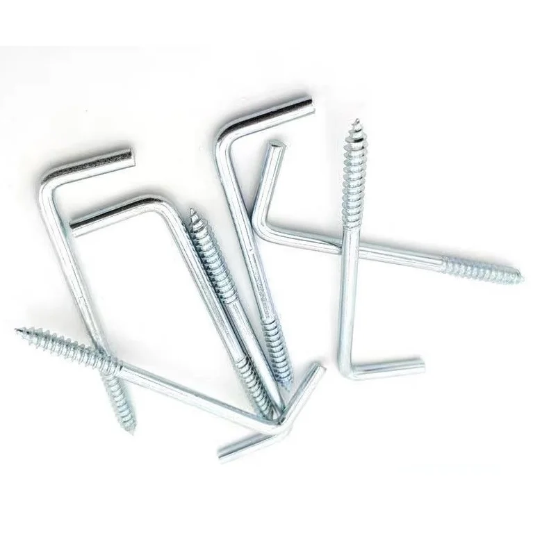Customization Plated Wood Hook Screw Carbon Steel L Shape Screw Hooks for Hanging