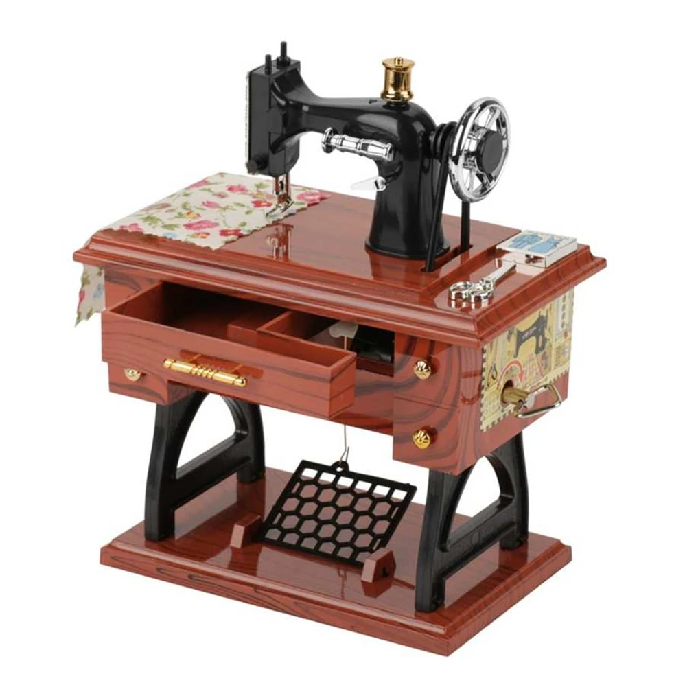 Music Box Sewing Machine Music Box European Crafts Retro Sewing Clockwork Home Crafts Decoration Creative Birthday Gift