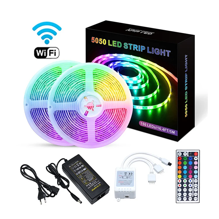 Silicone Flexible Neon Waterproof 5M Strip 44Key Infrared Remote Controller And 12V 5A Power Supply Rgb 5050 Led Strip Light