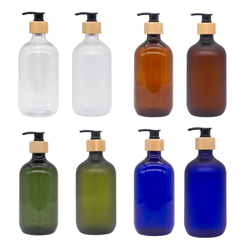 Shampoo Gel Lotion Spray Pump Clear 500ml Round Bottle Soap Dispenser Bottle