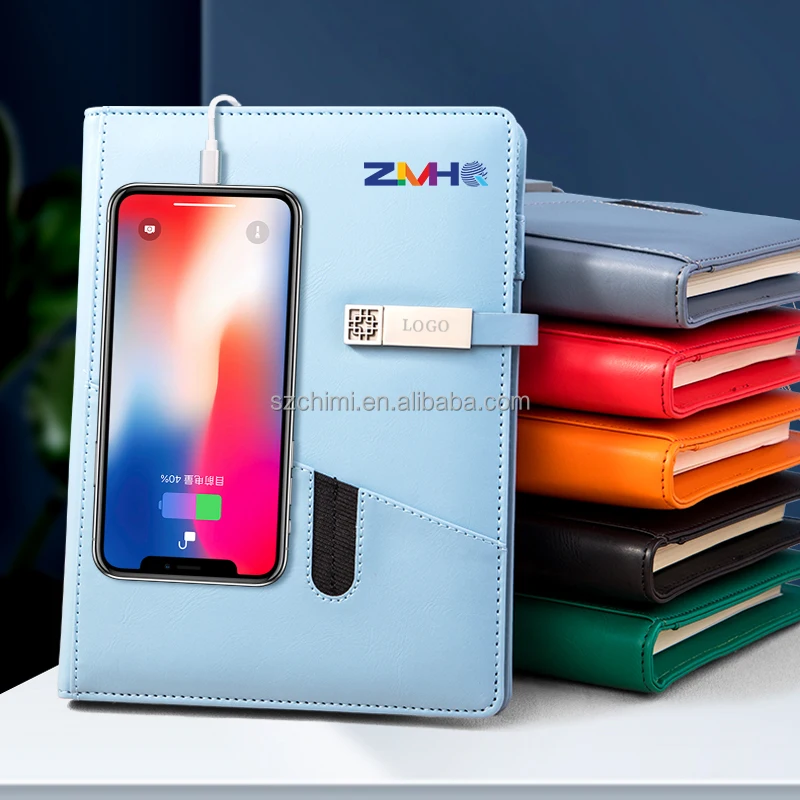 A5 Powerbank Notebook with Customizable Wireless Notebook for iphone Smart Notebook with 10000 Mah Powerbank