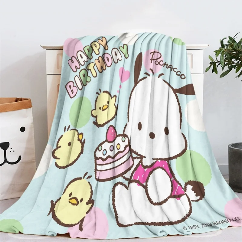 Sanrios pc dog Cinnamoroll Kuromi kawaii Anime Plush Cartoon Fleece Throw Blanket Sofa Towel Home Decor Christmas Gift