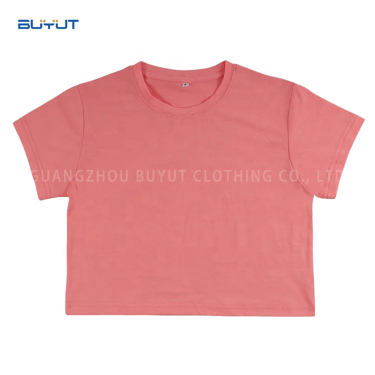 Customize  round neck sexy lady clothes crop top plain color women crop top for sublimation
