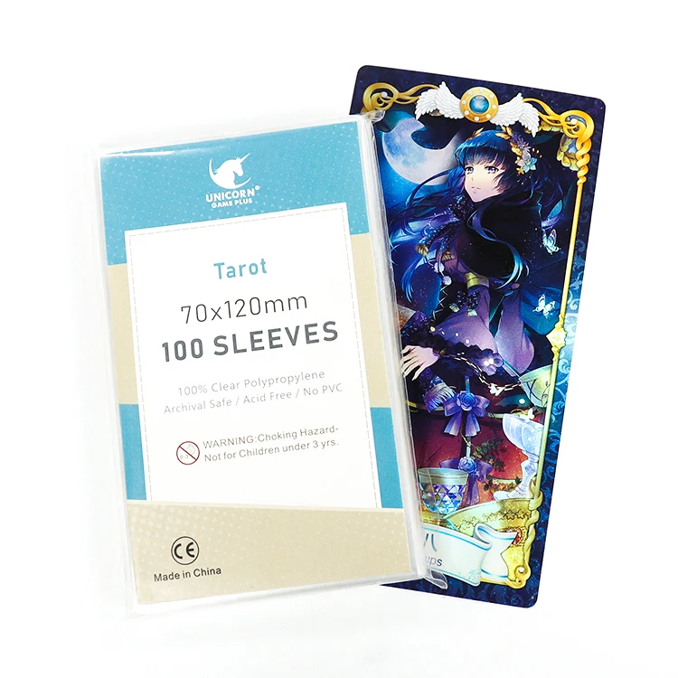 BGS008 UNICORN GAME PLUS Custom OEM Design Playing Boardgame Card Sleeves Deck Protector, Clear Plastic Tarot Card Sleeve