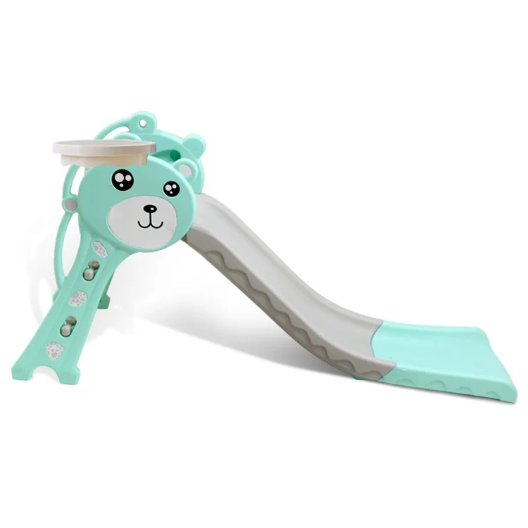 
Preschool child Plastic Baby Slide with basketball stand 
