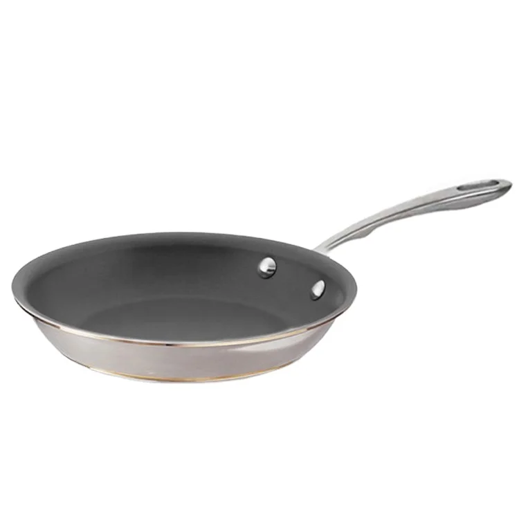 5Ply non-stick copper core flat pan stainless steels frypan induction skillet for Kitchen Cooking Safety Microwave Dishwasher