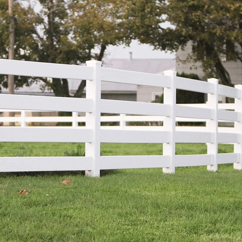 4 rail PVC ranch fence for horse wpc horse fence white panels with single gate