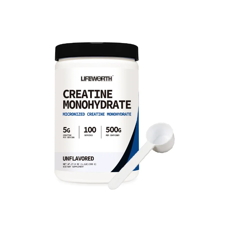 LIFEWORTH Private Label High Purity Pure Micronized Creatine Monohydrate Powder Preworkout Powder 500G