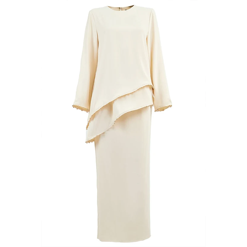 Custom beading blouses and long skirt 2 piece set kebaya indonesia women baju kurung 2023 malaysia modern muslim clothing