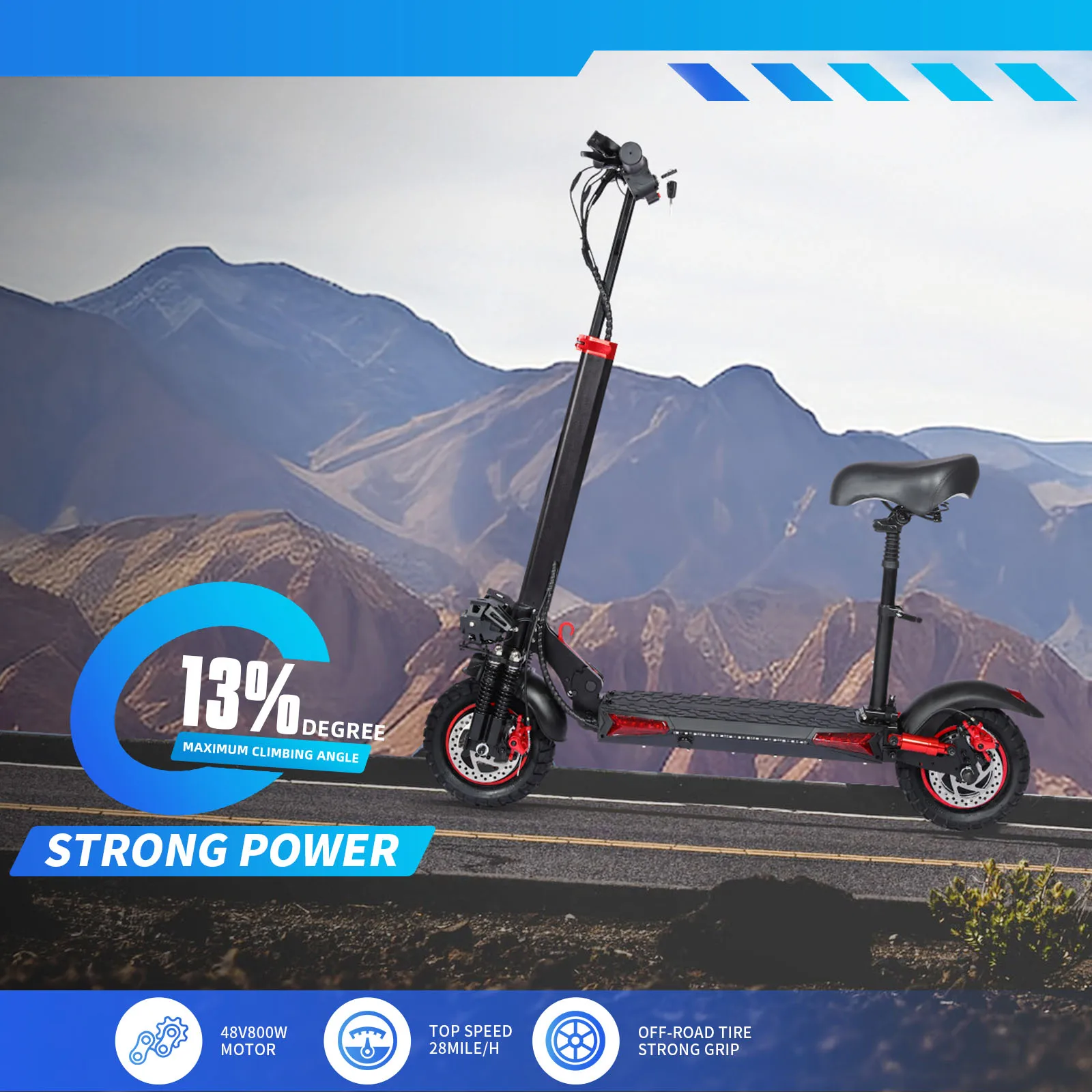 Factory wholesale 55km/h fast speed electric scooter 800w 1000w 11inch 10inch Off road smart Display electric scooter with seat