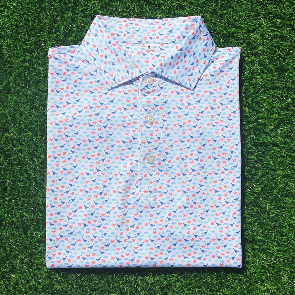 2024 Custom High Quality Stiff Collar Golf Tee Shirts Funny Pattern Polyester Spandex Quick Dry Man Golf Polo T-shirt Shirts