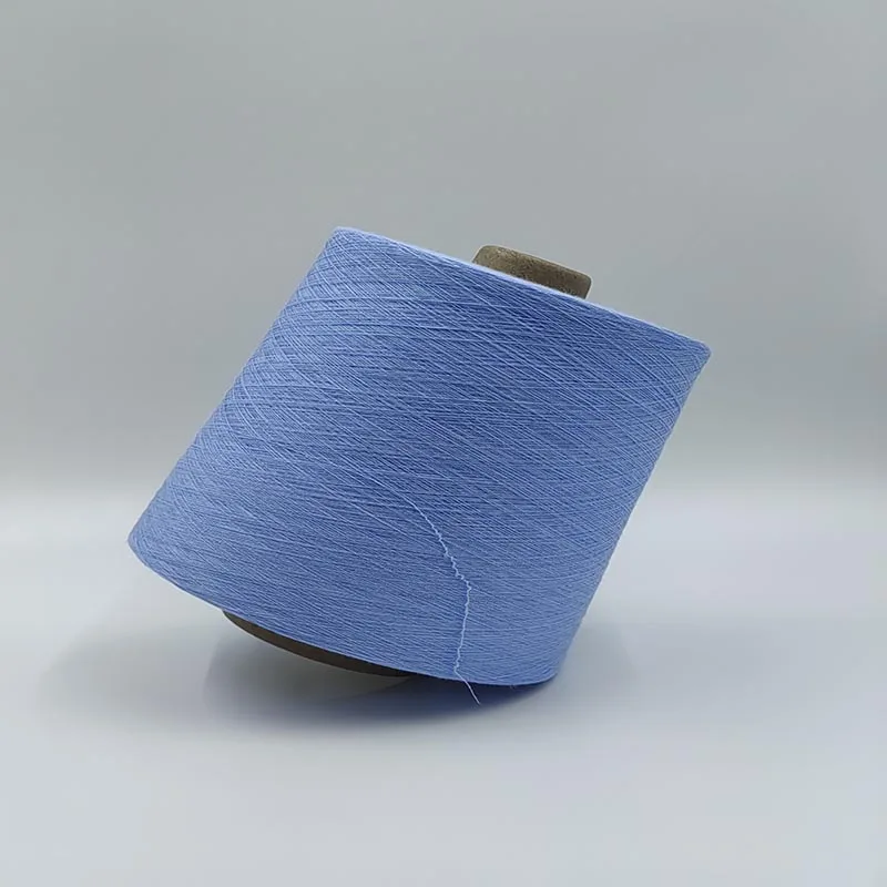 New Fashion Cotton Covered Spandex Yarn 32S + 40D Blue Spandex Nylon Covered Yarn Knit Fabric For Dress And Sweater