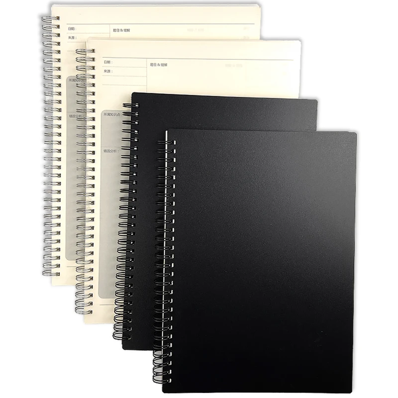 Custom Size Schedule Plan black Sketch book B5 A5 A6 Wire Binding Spiral Sketchbook Kraft Paper Cover Recycled Coil Notebook