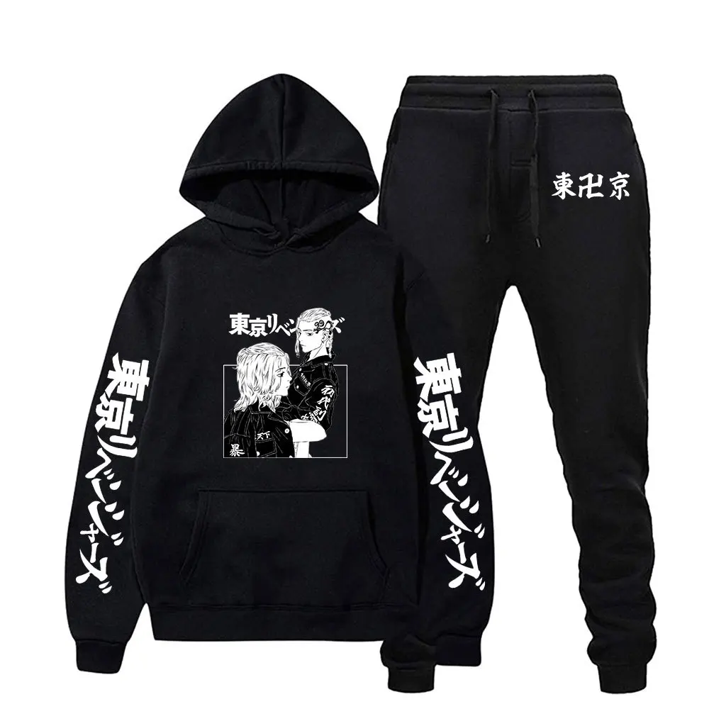 Amazon Hot Sale Unisex Sports Sweatshirt Anime Peripheral Sweatpants Sports Set Japanese Anime Tokyo Revengers Hoodies Set
