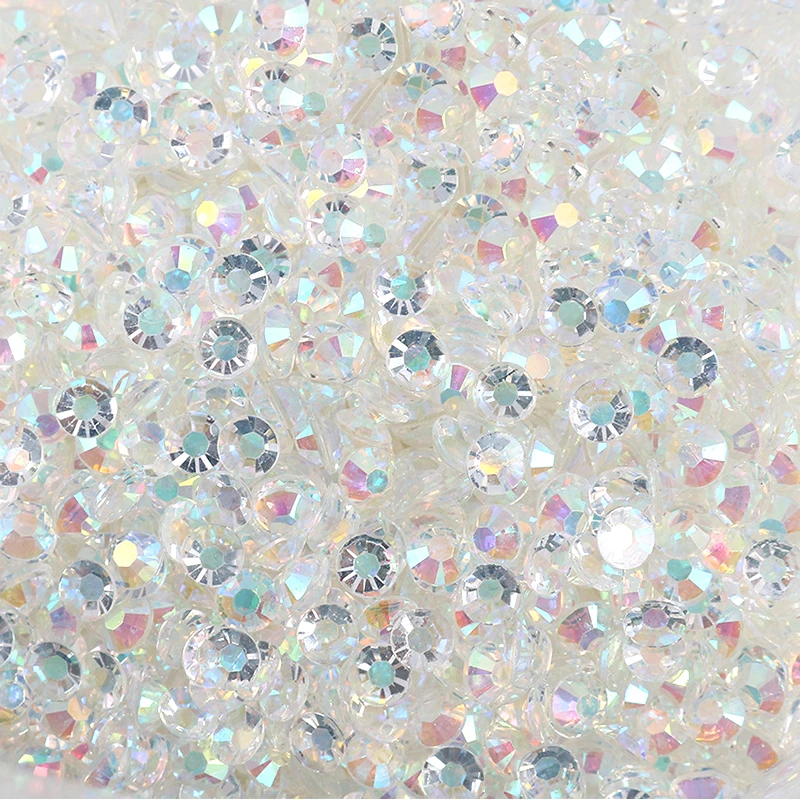 New Transparent Ab Colors 2mm-6mm Round Flatback High Quality Resin Acrylic Rhinestones Diy For Garment Nail Art