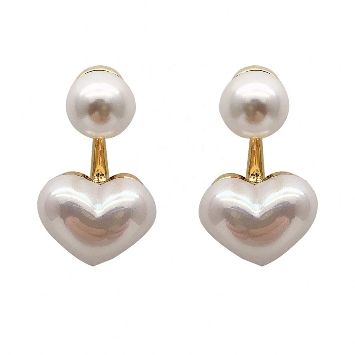 2021 Fashion Heart Pearl Drop Earrings S925 Silver Post White Baroque Pearl Heart Earring For Party
