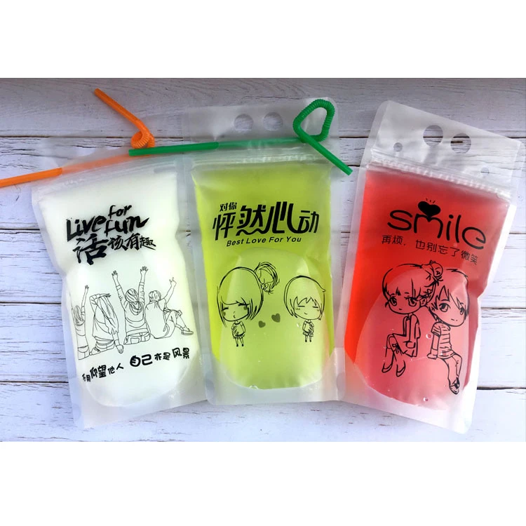 Custom ziplock clear bag energy drink beverage high quality bag to take out beverage packaging plastic bag