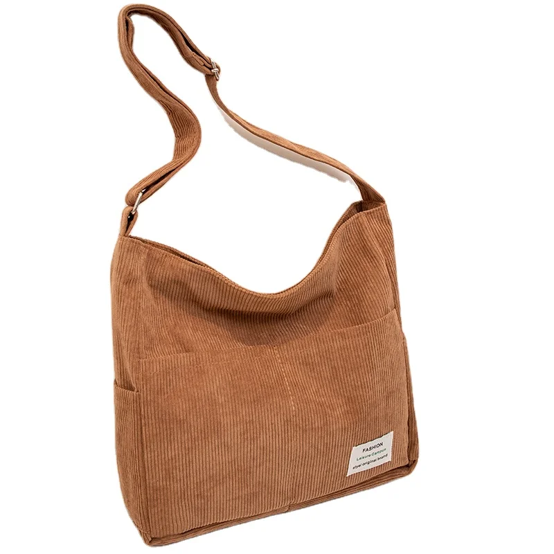 Retro Tote Bag for Men and Women 2023 Trending Corduroy Handbag with Wide Strap Casual Travel Laptop Bag Messenger Bag Wholesale