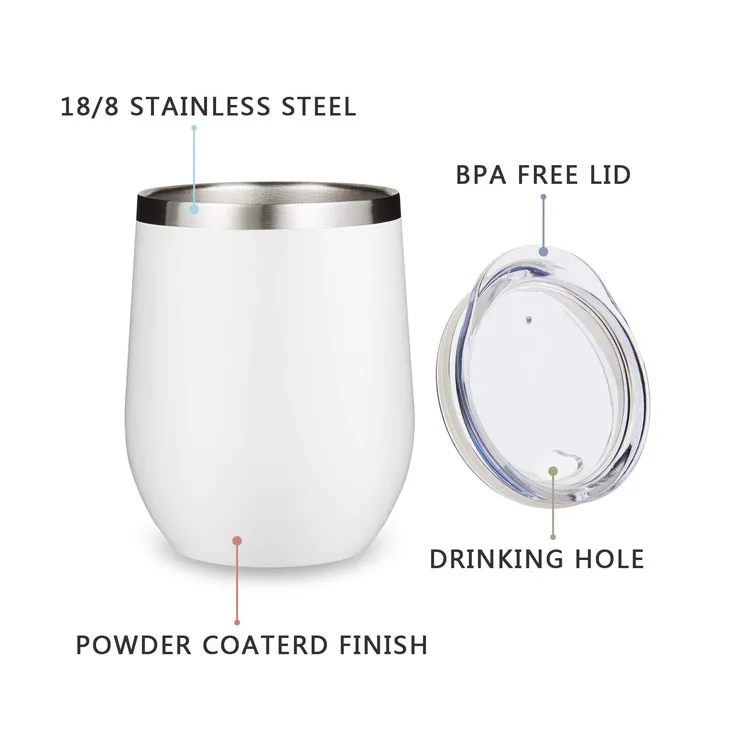 12oz Insulated Stainless Steel Tumbler Cup Eco-Friendly Lid Straw 12oz Coffee Wine Mug Customized Logo Metal Mugs Coating Style