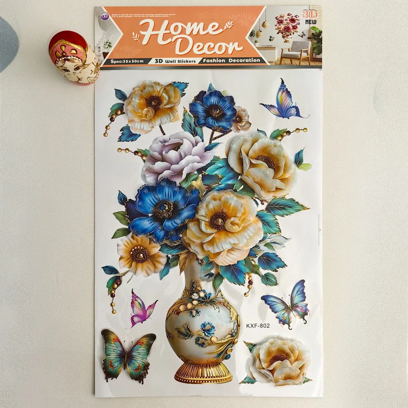 3D Vase flower sticker new Self-adhesive stereo simulation vase wall sticker for home decoration  home decor sticker