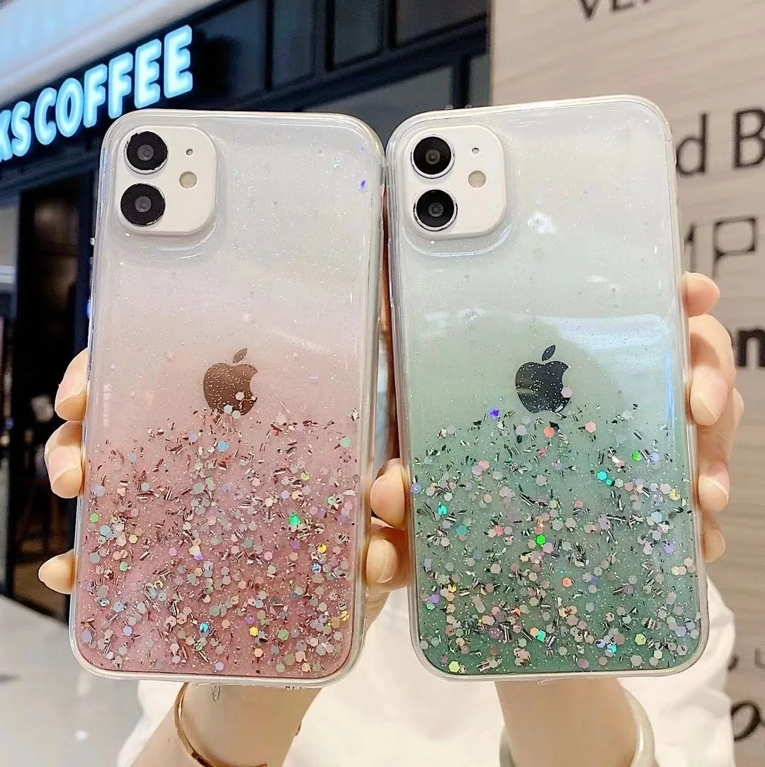Заводской выход градиент сплошной цвет Bling Мобильные аксессуары задняя крышка TPU чехол для телефона iphone 11 pro max 11pro Чехол