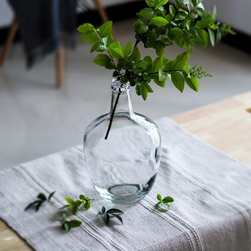 Nordic big belly glass vase Minimalist transparent glass vase Home decoration floor hydroponic plant glass ornaments